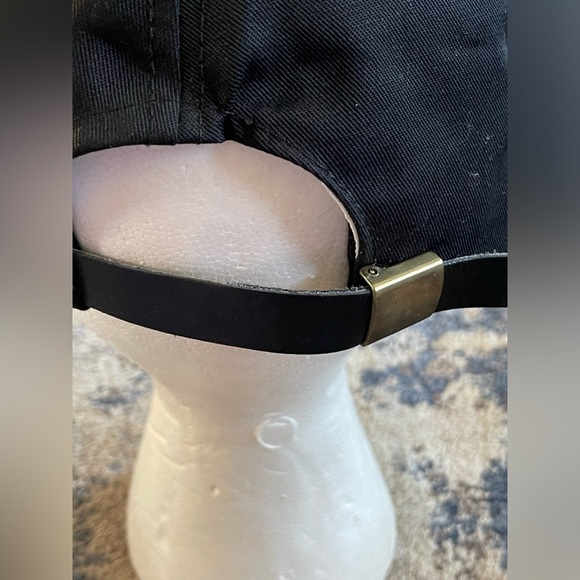 Vintage 1990s Lowes Strap Back Hat Cap Black Embroidered Yellow Rope - Picture 3 of 7